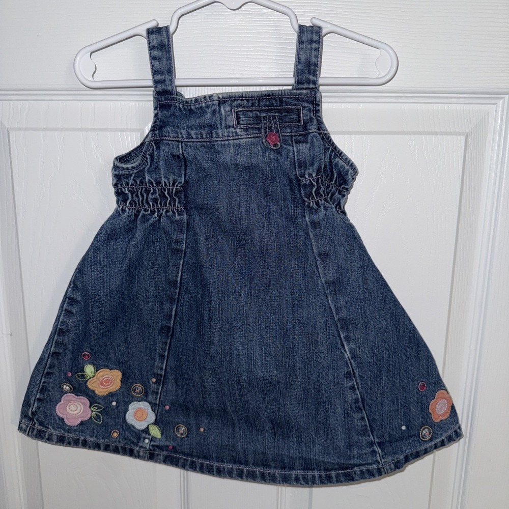 Vtg Y2K Gymboree Flower Denim Dress Girls 18-24 Months 2006